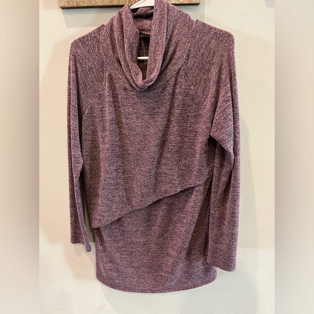 Cozy Cowl Neck Sweater in Heathered Purple